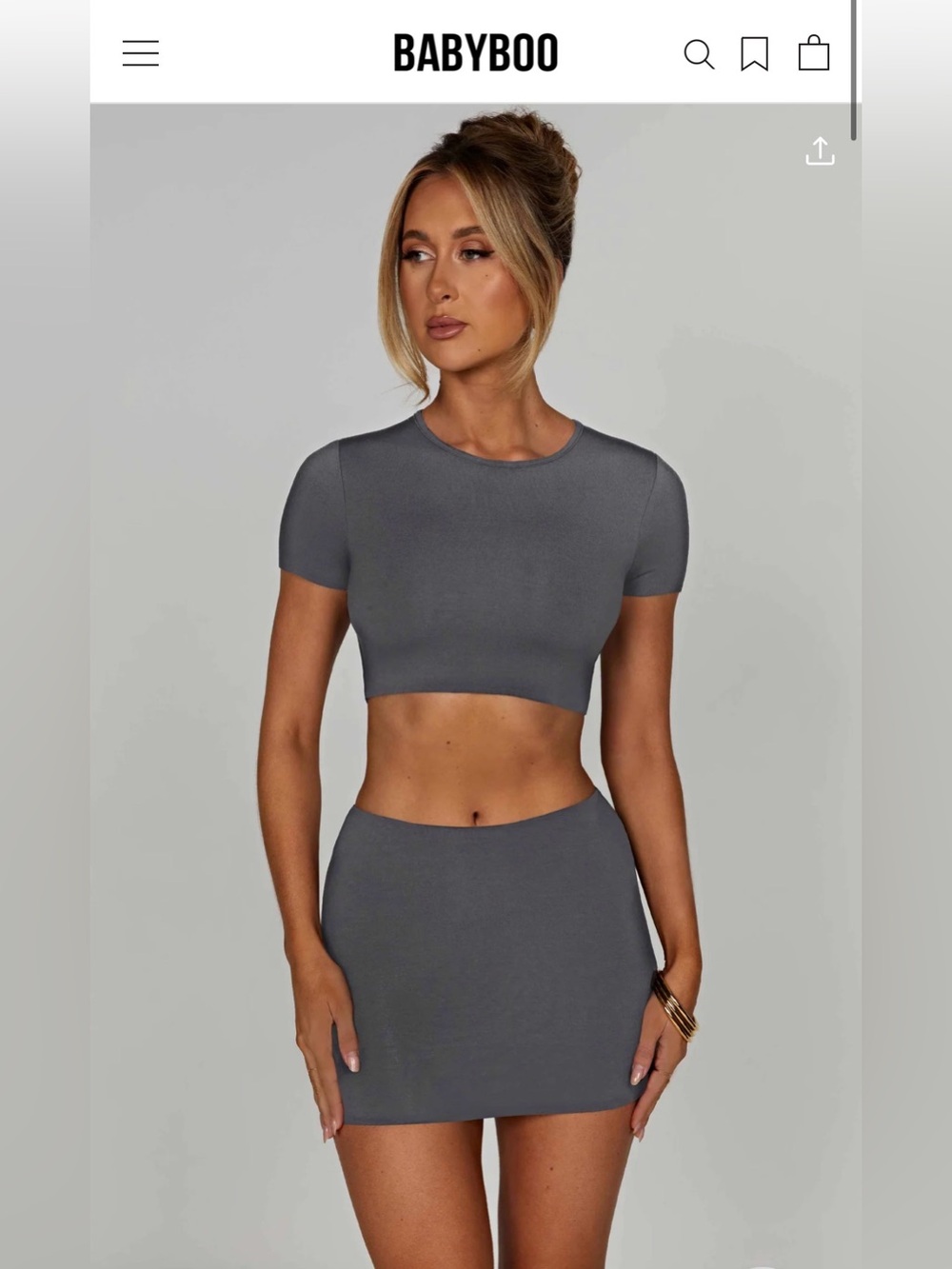 🤎BABYBOO Brown Two-Piece Crop Top & Skirt Set XS top/S bottom - never worn !🤎 - Picture 1 of 8